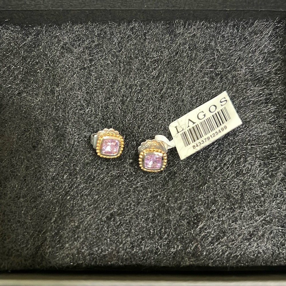 Elegant Gold and Purple Lagos Stud Earrings